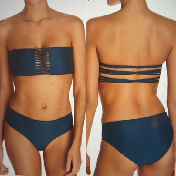 Mikoh Other - Mikoh Sunset Skinny String Bandeau Bikini Swimsuit Set NWOT Teal